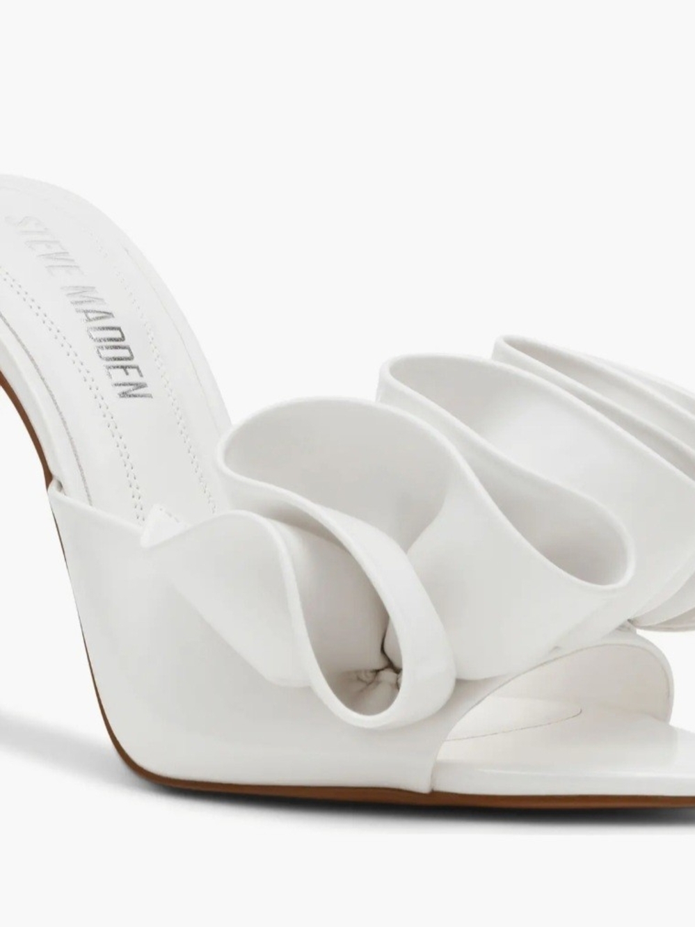Steve Madden Affinity White Ruffle Stiletto Mules
